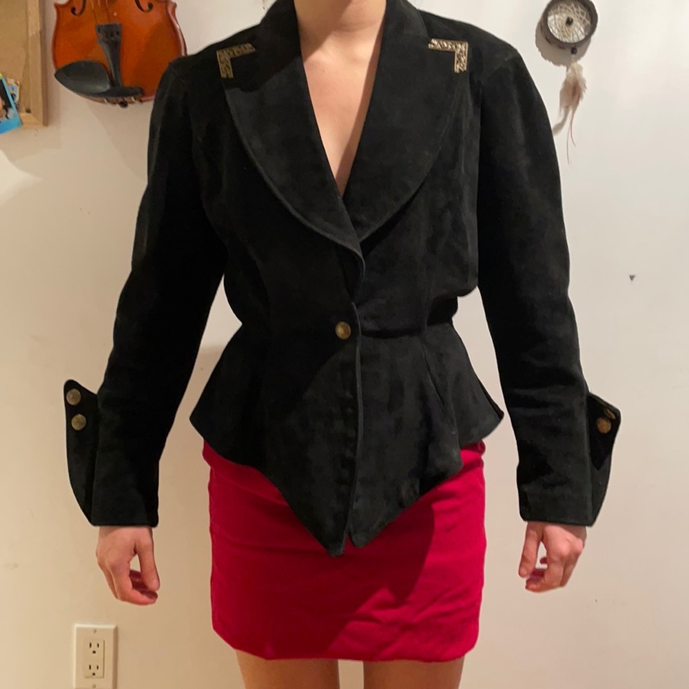 Vintage 80's  Outerwear by Phoenix Black Genuine Suede Leather